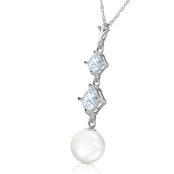 Galaxy Gold Products Jewelry - NECKLACE WITH NATURAL AQUAMARINES & PEARLS